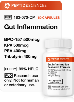 gut inflammation bpc157 500mcg kpv 500mcg pea 400mg tributyrin 400mg capsules