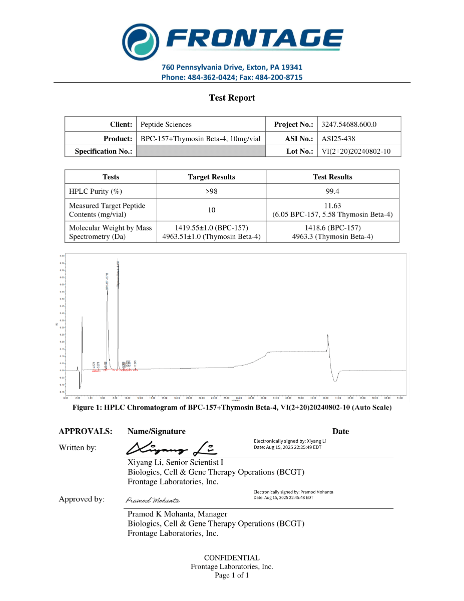 BPC 157 Thymosin Beta 4 lot VI 2 20 20240802 10 1